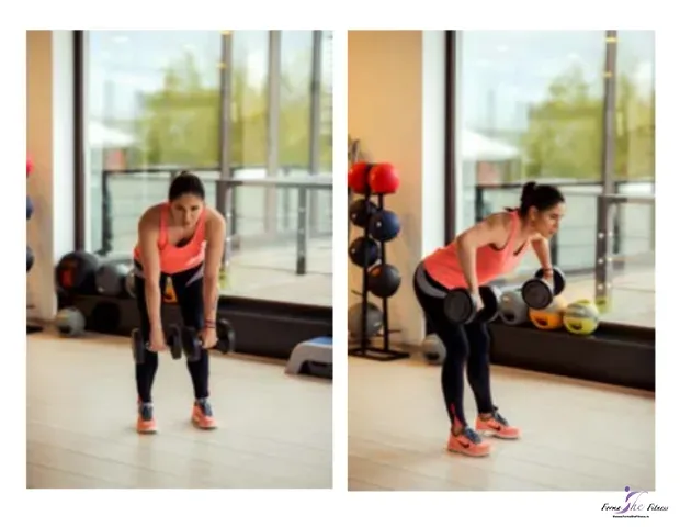 Bent dumbbell or barbell row – Ramat din aplecat cu gantere 