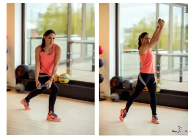 Dumbbell woodchop – lateral or overhead swings Exercițiu Woodchop - balansari laterale sau deasupra capului​​​​​​​