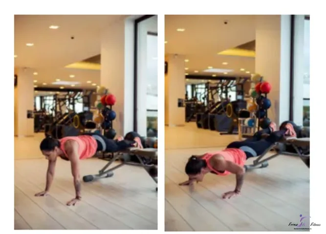 Decline pushups – Flotări Spiderman de pe bancă 